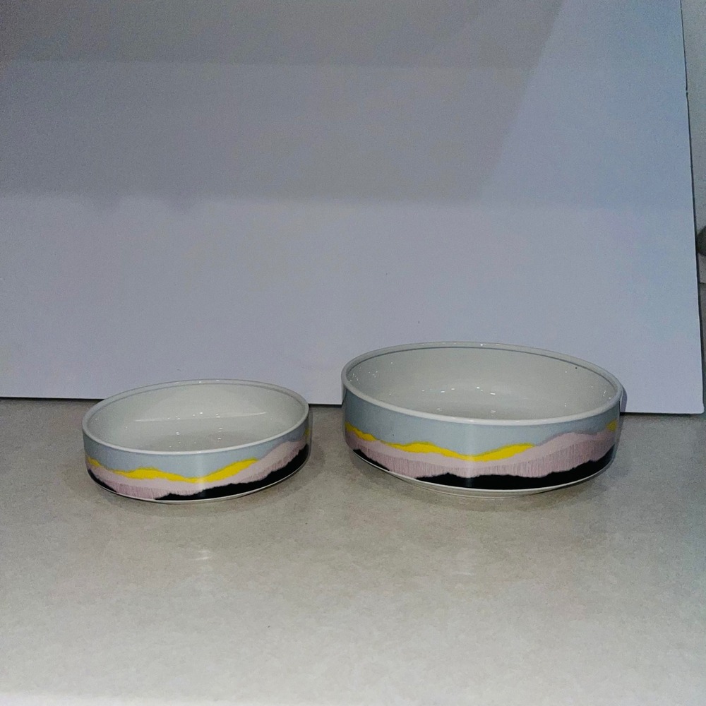 Vintage Mikasa Tempo Eighty Sundown CE 905 Bowls Set of 2 Postmodern 80s Ceramic